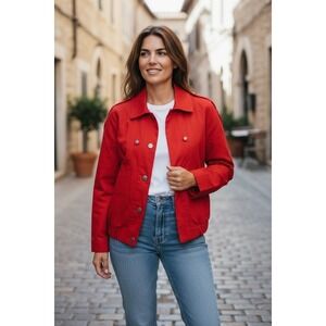 Fingerhut Fashions Red Button Front Utility Jacket Size L